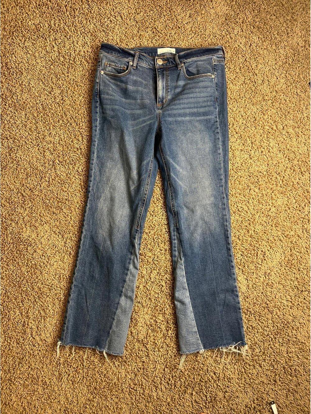 Loft Two-Tone Denim Jeans with Raw Hem